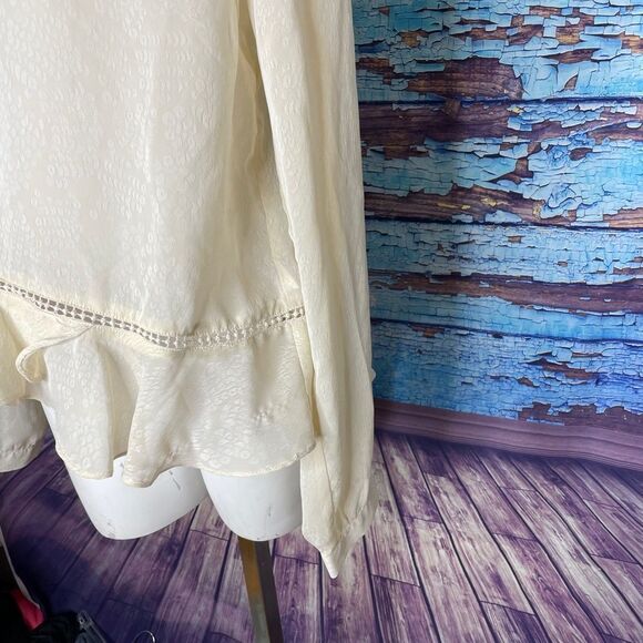 Astr Ivory sheer long sleeve sheer top Large - Picture 3 of 12